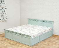 Alexandria Solid Wood Queen Size Bed with Storage Box - Furniselan Silt-Green