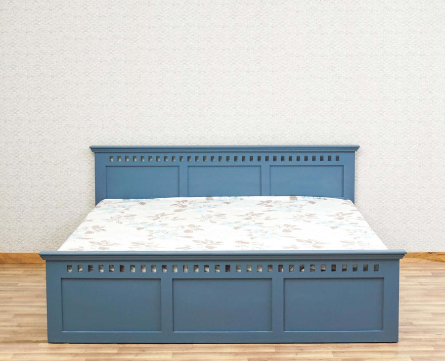 Alexandria Solid Wood Queen Size Bed with Storage Box - Furniselan China-Blue