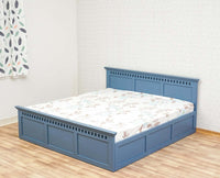 Alexandria Solid Wood Queen Size Bed with Storage Box - Furniselan China-Blue