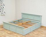 Alexandria Solid Wood Queen Size Bed with Storage Box - Furniselan Silt-Green