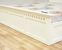 Alexandria Solid Wood Queen Size Bed with Storage Box - Furniselan Milky-White