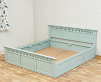 Alexandria Solid Wood Queen Size Bed with Storage Box - Furniselan Silt-Green