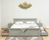 Alexandria Solid Wood Queen Size Bed with Storage Drawer - Furniselan Cool-Grey