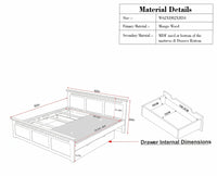 Alexandria Solid Wood Queen Size Bed with Storage Drawer - Furniselan Slate-Grey