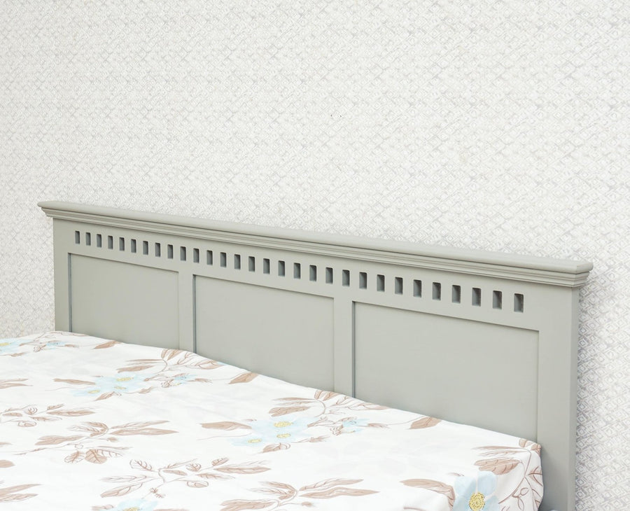 Alexandria Solid Wood Queen Size Bed with Storage Drawer - Furniselan Cool-Grey