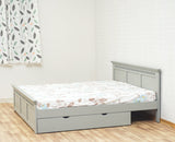 Alexandria Solid Wood Queen Size Bed with Storage Drawer - Furniselan Cool-Grey