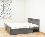 Alexandria Solid Wood Queen Size Bed with Storage Drawer - Furniselan Slate-Grey