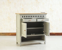 Alexandria Solid Wood Shoe Rack Two Drawer Two Door - Furniselan  Cool-Grey