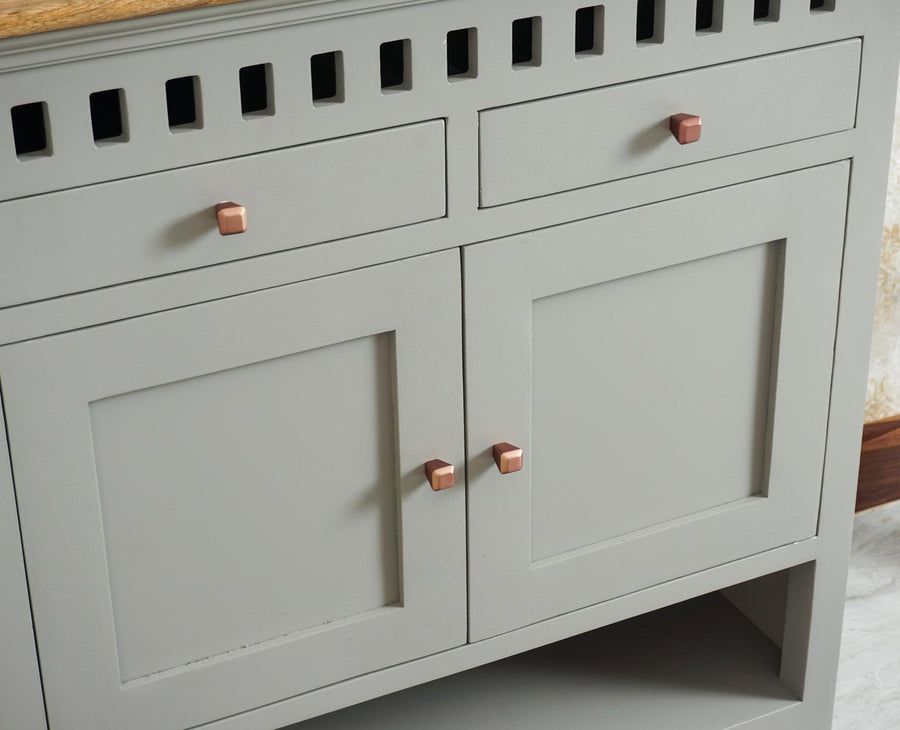 Alexandria Solid Wood Shoe Rack Two Drawer Two Door - Furniselan  Cool-Grey