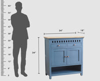 Alexandria Solid Wood Shoe Rack Two Drawer Two Door Furniselan China-Blue