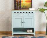 Alexandria Solid Wood Shoe Rack Two Drawer Two Door Furniselan Silt-Green