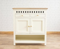 Alexandria Solid Wood Shoe Rack Two Drawer Two Door Furniselan Milky-White