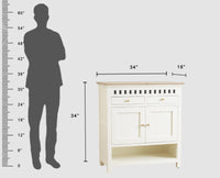 Alexandria Solid Wood Shoe Rack Two Drawer Two Door Furniselan Milky-White