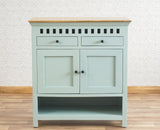 Alexandria Solid Wood Shoe Rack Two Drawer Two Door Furniselan Silt-Green