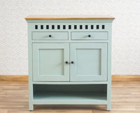 Alexandria Solid Wood Shoe Rack Two Drawer Two Door Furniselan Silt-Green