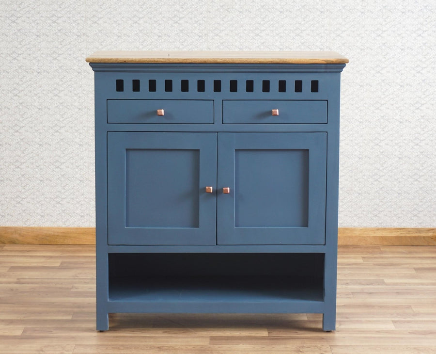 Alexandria Solid Wood Shoe Rack Two Drawer Two Door Furniselan China-Blue