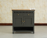 Alexandria Solid Wood Shoe Rack Two Drawer Two Door - Furniselan-Slate grey
