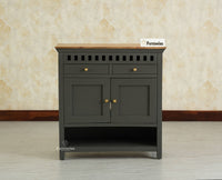 Alexandria Solid Wood Shoe Rack Two Drawer Two Door - Furniselan-Slate grey