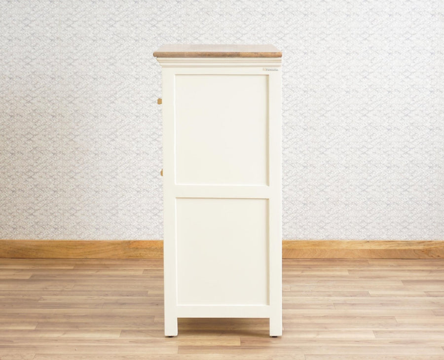 Alexandria Solid Wood Shoe Rack Two Drawer Two Door Furniselan - Frosty White