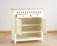 Alexandria Solid Wood Shoe Rack Two Drawer Two Door Furniselan Milky-White