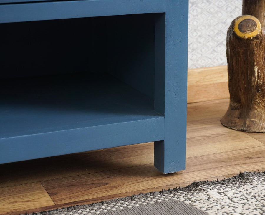 Alexandria Solid Wood Shoe Rack Two Drawer Two Door Furniselan China-Blue