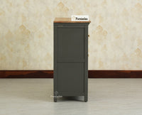 Alexandria Solid Wood Shoe Rack Two Drawer Two Door - Furniselan-Slate grey