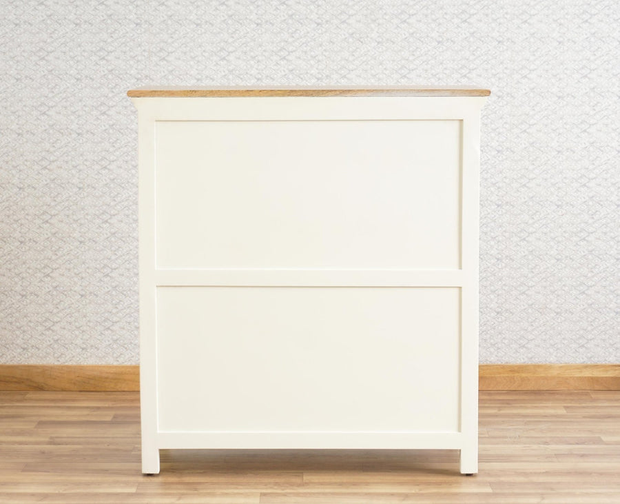 Alexandria Solid Wood Shoe Rack Two Drawer Two Door Furniselan - Frosty White