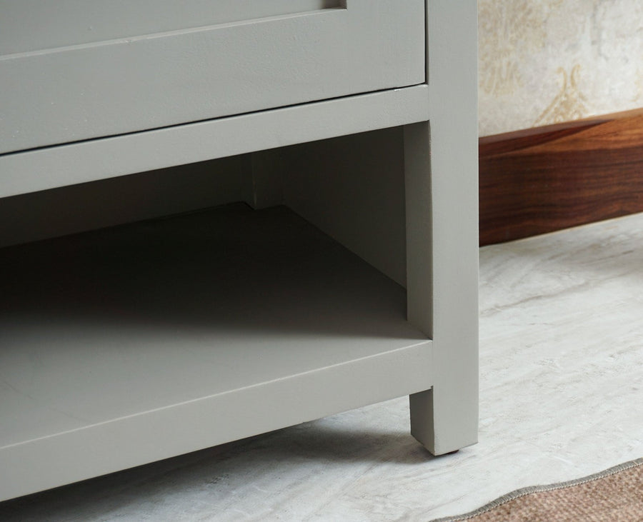 Alexandria Solid Wood Shoe Rack Two Drawer Two Door - Furniselan  Cool-Grey