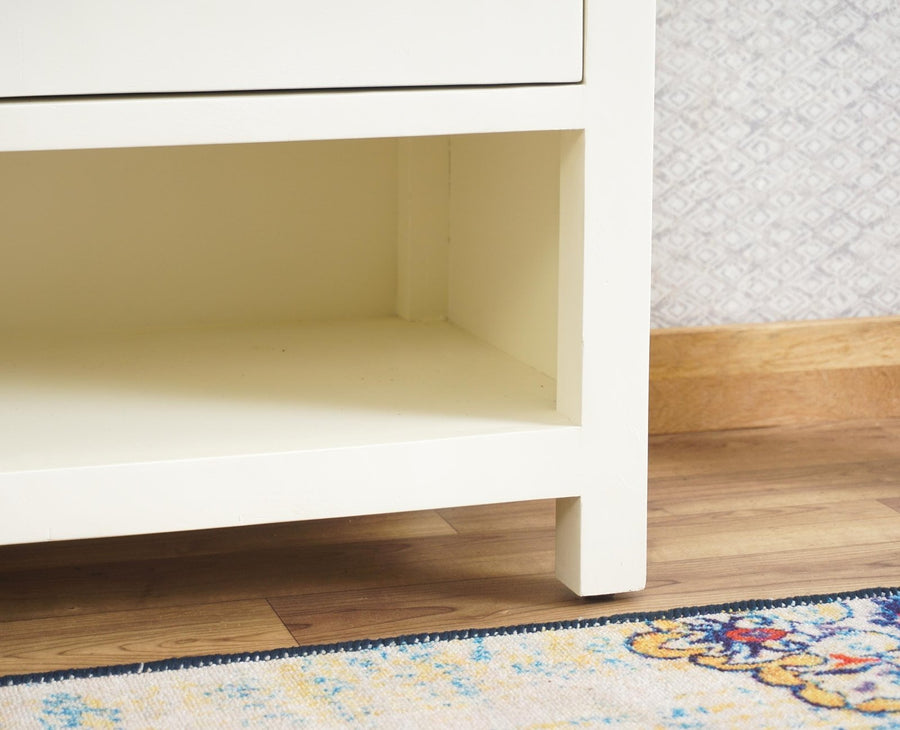 Alexandria Solid Wood Shoe Rack Two Drawer Two Door Furniselan - Frosty White