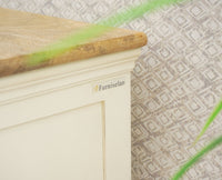 Alexandria Solid Wood Shoe Rack Two Drawer Two Door Furniselan Milky-White