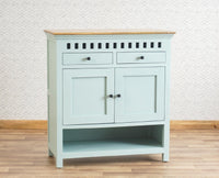 Alexandria Solid Wood Shoe Rack Two Drawer Two Door Furniselan Silt-Green