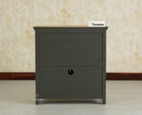 Alexandria Solid Wood Shoe Rack Two Drawer Two Door - Furniselan-Slate grey