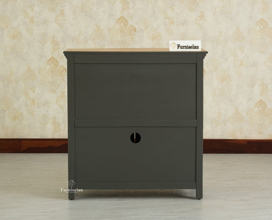 Alexandria Solid Wood Shoe Rack Two Drawer Two Door - Furniselan-Slate grey