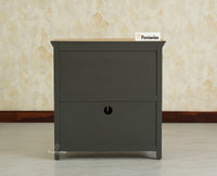 Alexandria Solid Wood Shoe Rack Two Drawer Two Door - Furniselan-Slate grey