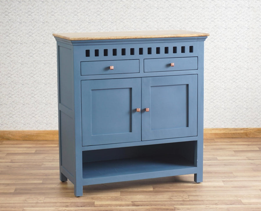 Alexandria Solid Wood Shoe Rack Two Drawer Two Door Furniselan China-Blue