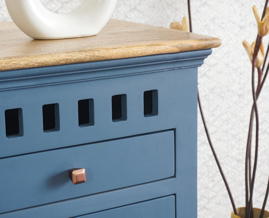 Alexandria Solid Wood Shoe Rack Two Drawer Two Door Furniselan China-Blue