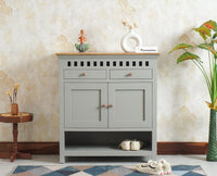 Alexandria Solid Wood Shoe Rack Two Drawer Two Door - Furniselan  Cool-Grey