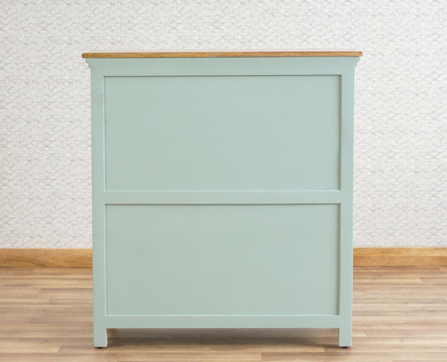 Alexandria Solid Wood Shoe Rack Two Drawer Two Door Furniselan Silt-Green
