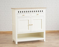 Alexandria Solid Wood Shoe Rack Two Drawer Two Door Furniselan Milky-White