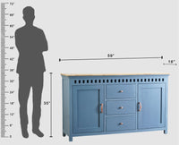 Alexandria Solid Wood Sideboard Three Drawer two door Furniselan -  China-Blue