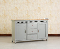Alexandria Solid Wood Sideboard Three Drawer two door cool grey