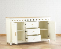 Alexandria Solid Wood Sideboard Three Drawer two door Furniselan -  Milky-White