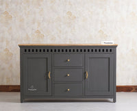 Alexandria Solid Wood Sideboard Three Drawer two door - Tv Cabinet - Furniselan - Slate-Grey