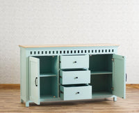 Alexandria Solid Wood Sideboard Three Drawer two door Furniselan - Silt-Green