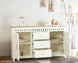 Alexandria Solid Wood Sideboard Three Drawer two door Furniselan -  Frosty White