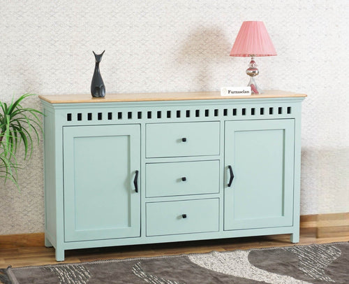 Alexandria Solid Wood Sideboard Three Drawer two door Furniselan - Silt-Green