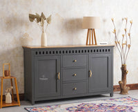 Alexandria Solid Wood Sideboard Three Drawer two door - Tv Cabinet - Furniselan - Slate-Grey