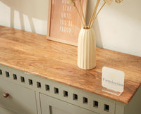 Alexandria Solid Wood Sideboard Three Drawer two door cool grey