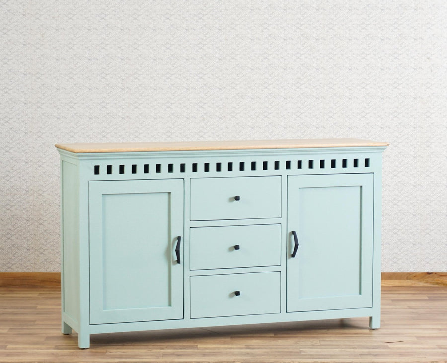 Alexandria Solid Wood Sideboard Three Drawer two door Furniselan - Silt-Green