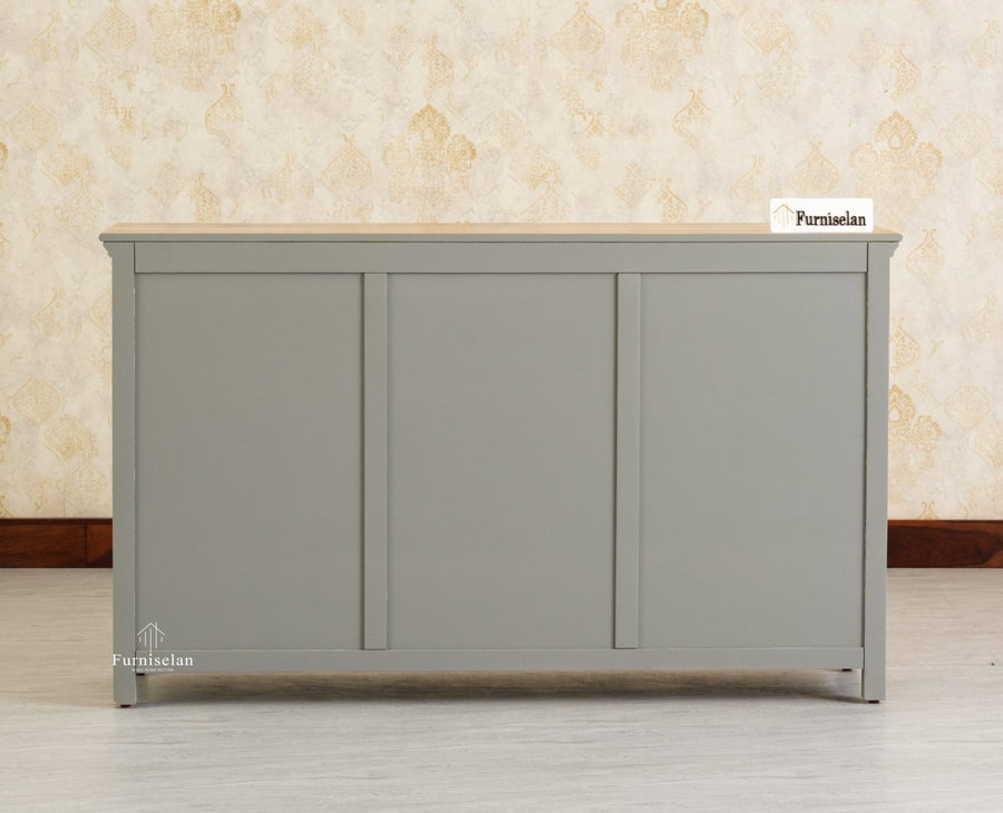 Alexandria Solid Wood Sideboard Three Drawer two door cool grey
